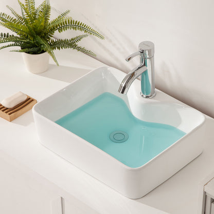 Modern Ceramic Rectangular Vessel Bathroom Sink With Sleek Design
