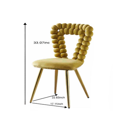 Modern Chair With Iron Tube Legs, Soft Cushions And Comfortable Backrest, Suitable For Dining Room, Living Room, Cafe, Hairball Back