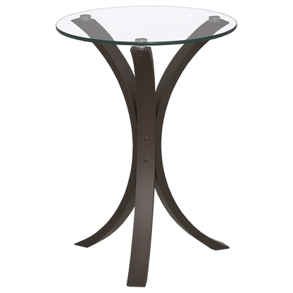 Helena - Round Glass Top Accent Side Table - Cappuccino