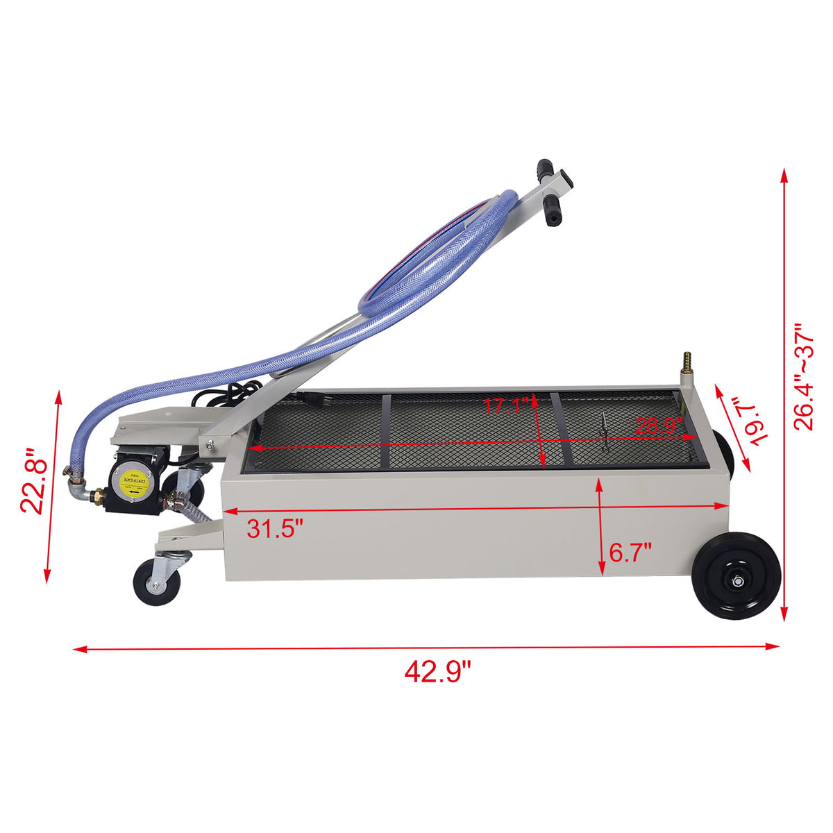 High Impact Polypropylene 20 Gallon Low Profile Oil Drain With Pump Steel - Gray