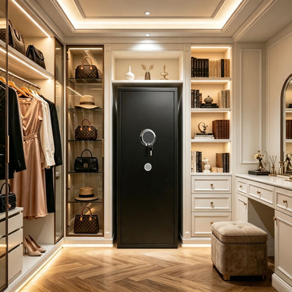 Rifle Safe, Biometric & Keypad Lock, Adjustable Gun Racks With Built In Alarm System