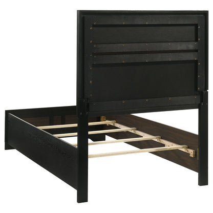 Modern Bedroom Set With Upholstered Headboard And Textured Storage