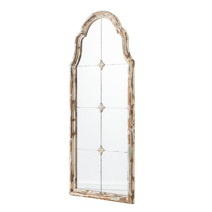 Large & Framed Wall Mirror, Arched Mirror With Decorative Window Look For Living Room - Cream