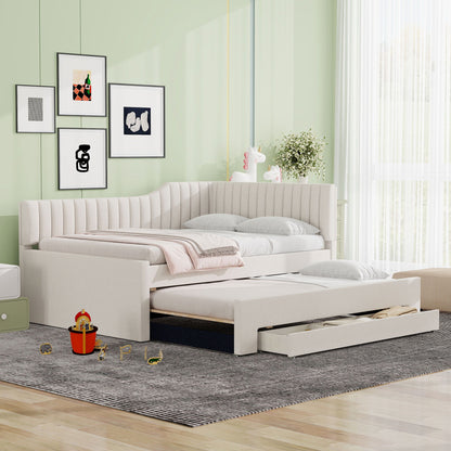 Upholstered Daybed With Trundle And 3 Drawers