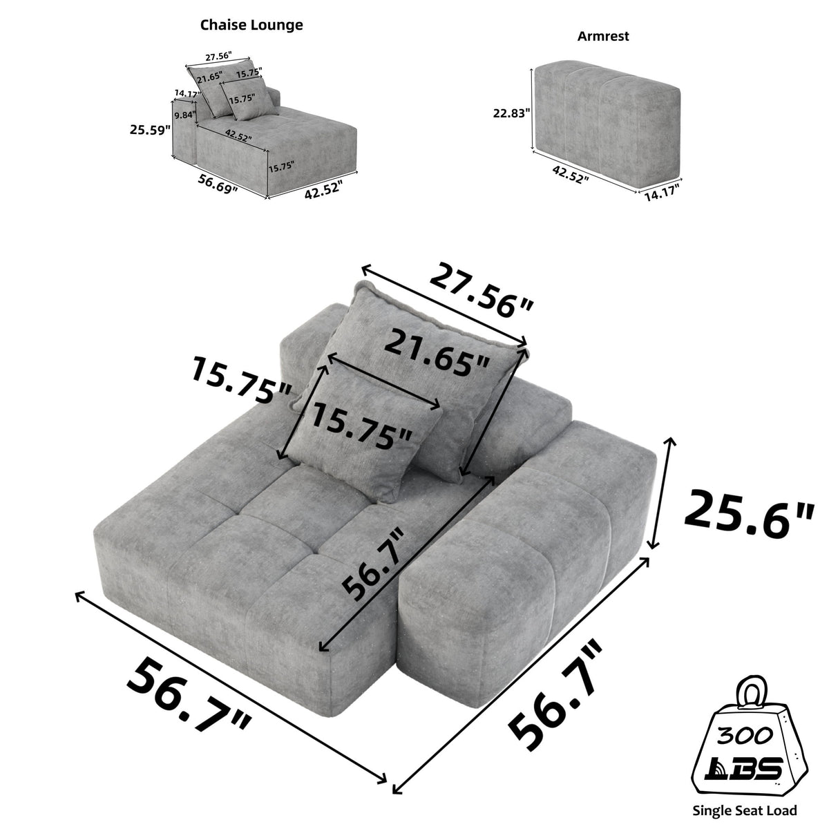 Modern Oversized Modular Sectional Sofa, Sparkling Fabric Soft Cushion Sofa With 2 Pillows