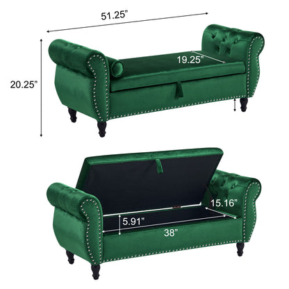 Luxurious Multifunctional Storage Ottoman Bench With Pillow