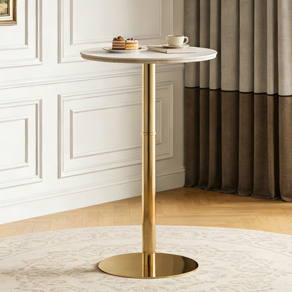 Circular Bar Table With Non Adjustable Legs - Gold+White