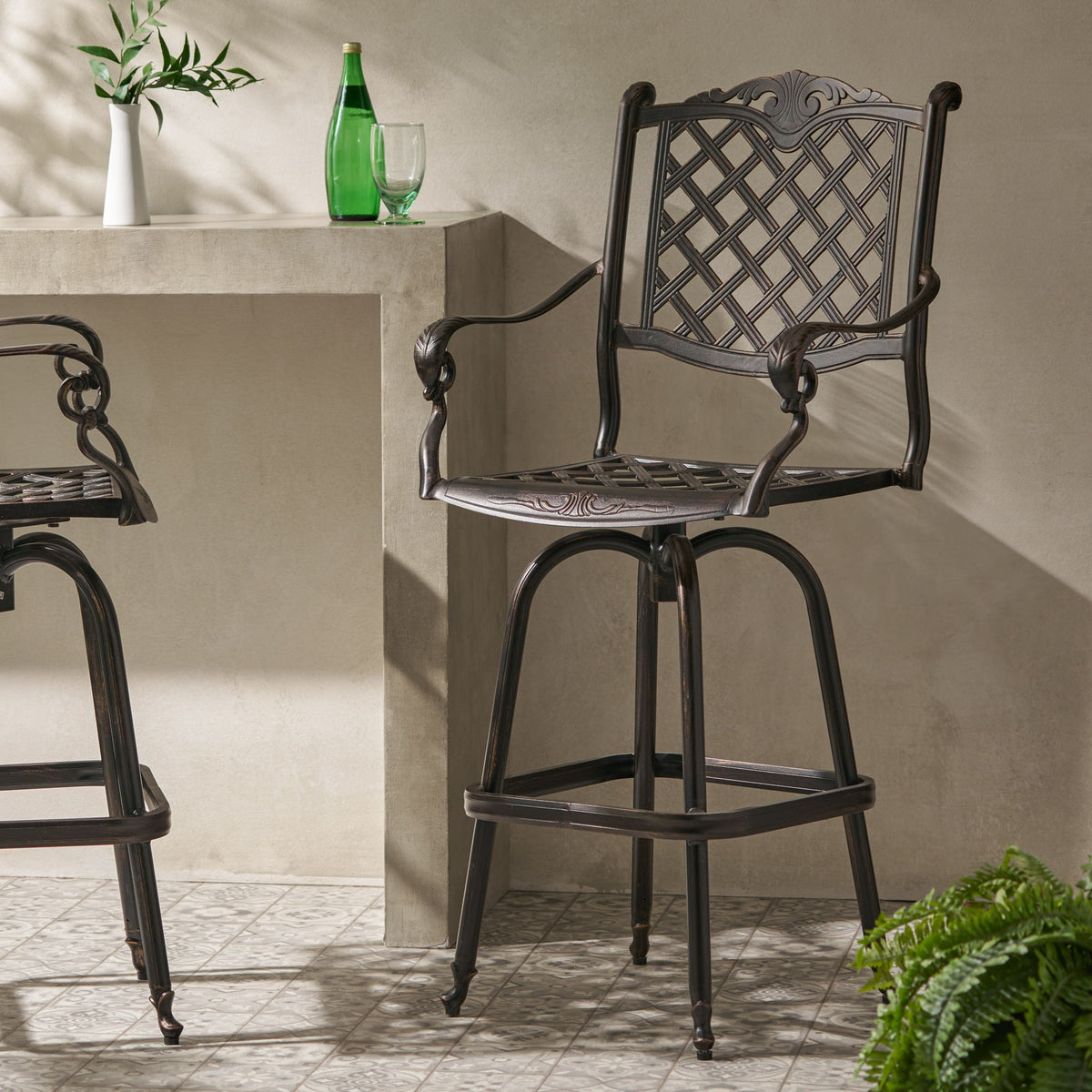 Cast Aluminum Bar Stool - Copper