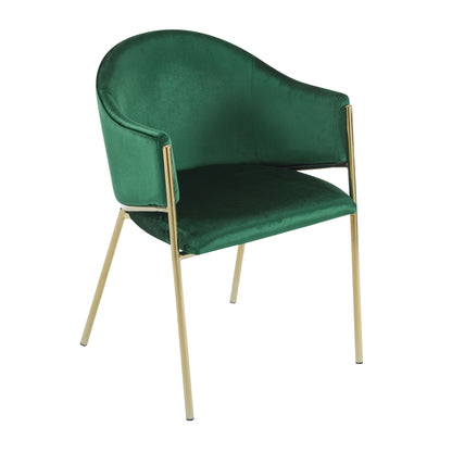 Modern Upholstered Dining Chair With Gold Metal Frame - Emerald / Gold