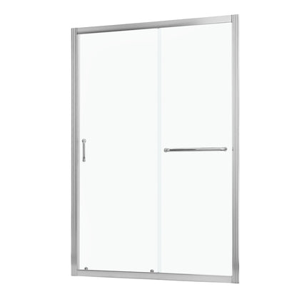 Single Sliding Bypass Shower Enclosure, Tempered Glass - Chrome