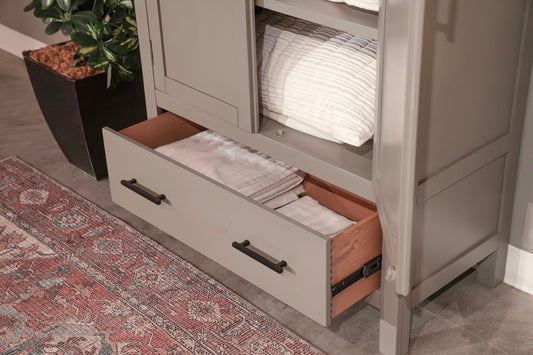 Transitional - Linen Cabinet With Shelves And Deep Storage Drawer - Connected Gray