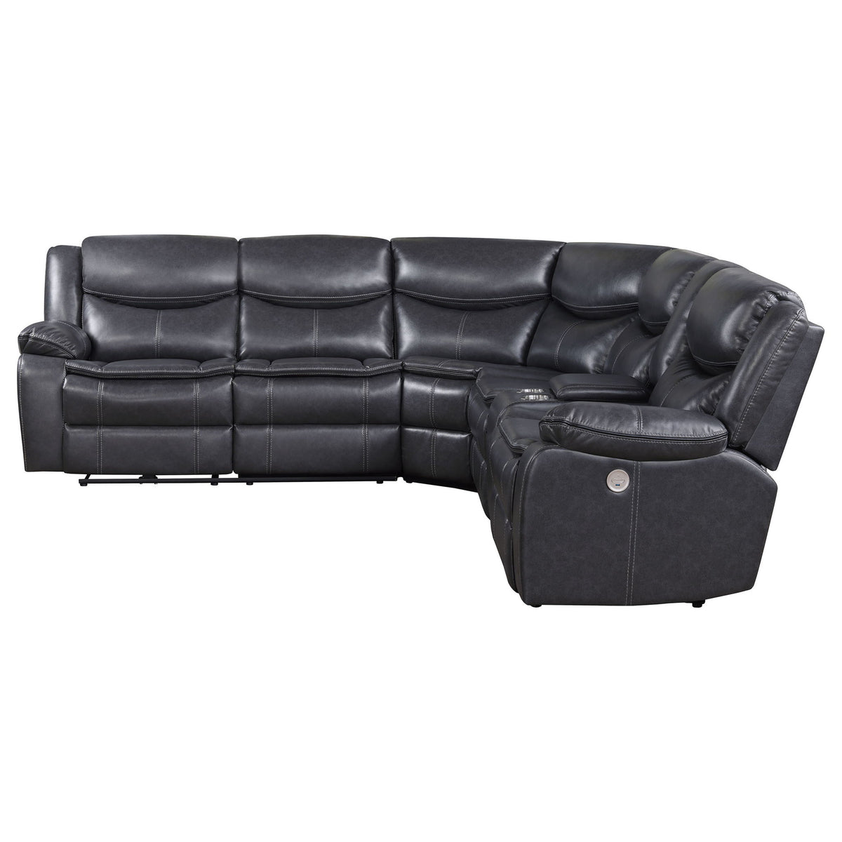 Salerno - Upholstered Power Reclining Sectional Sofa - Dark Gray
