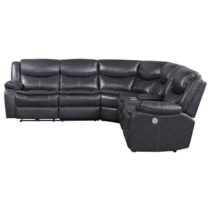 Salerno - Upholstered Power Reclining Sectional Sofa - Dark Gray