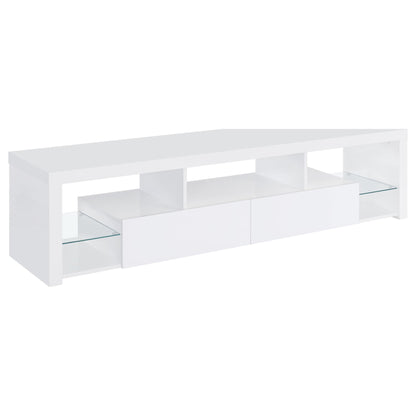 Lance - 3 Piece TV Entertainment Center With Shelves - Gloss White
