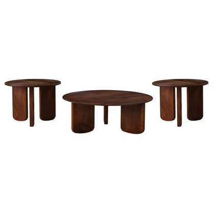 Columbo - 3 Piece Coffee And End Table Set With Round Tops - Brown