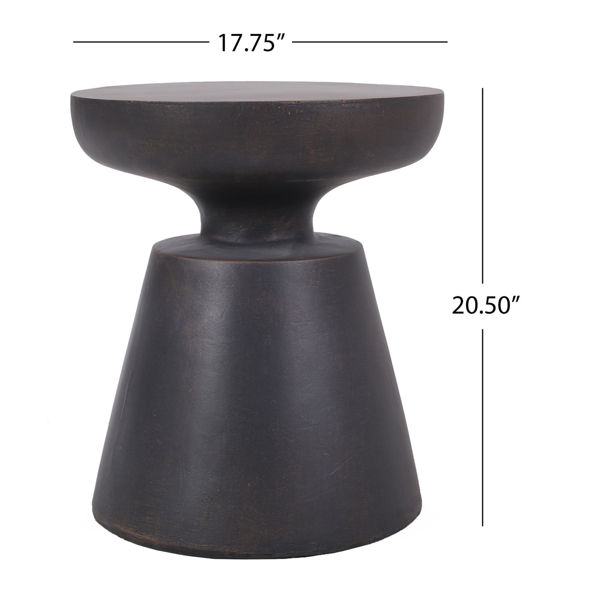 Outdoor Lightweight Concrete End Table With Half Sphere Top - Copper