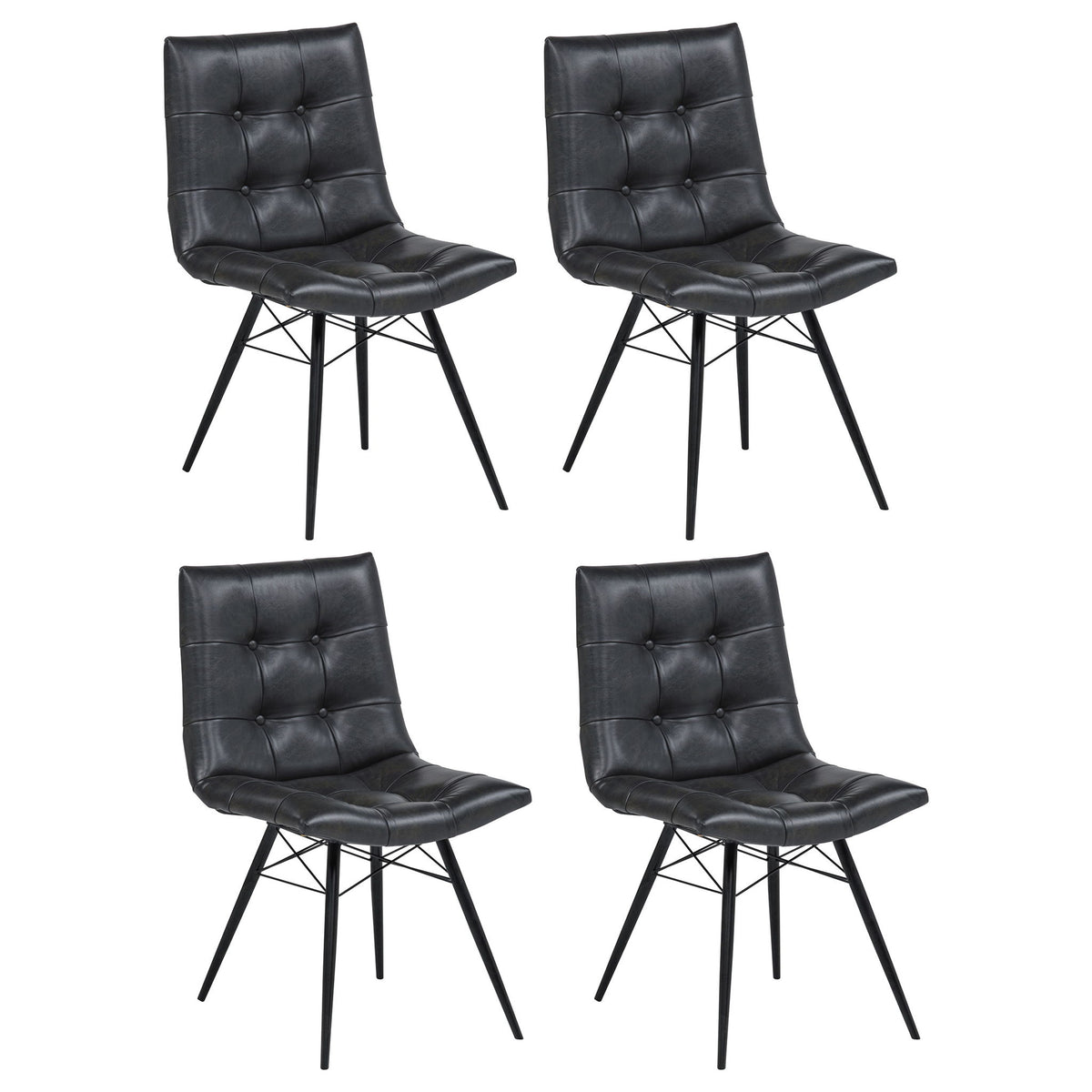Tufted Back Dining Chairs (Set of 4) - Black