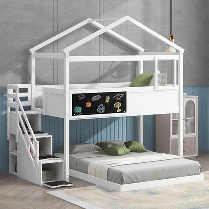 House Style Bunk Bed With Storage Staircase And board