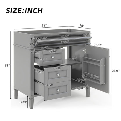 Bathroom Vanity With 2 Drawers And Tip-Out Drawer, Storage Cabinet