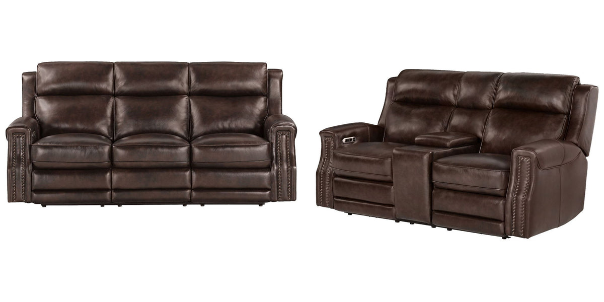 Hensley - Leather Power Reclining Sofa And Loveseat - Smooth Espresso