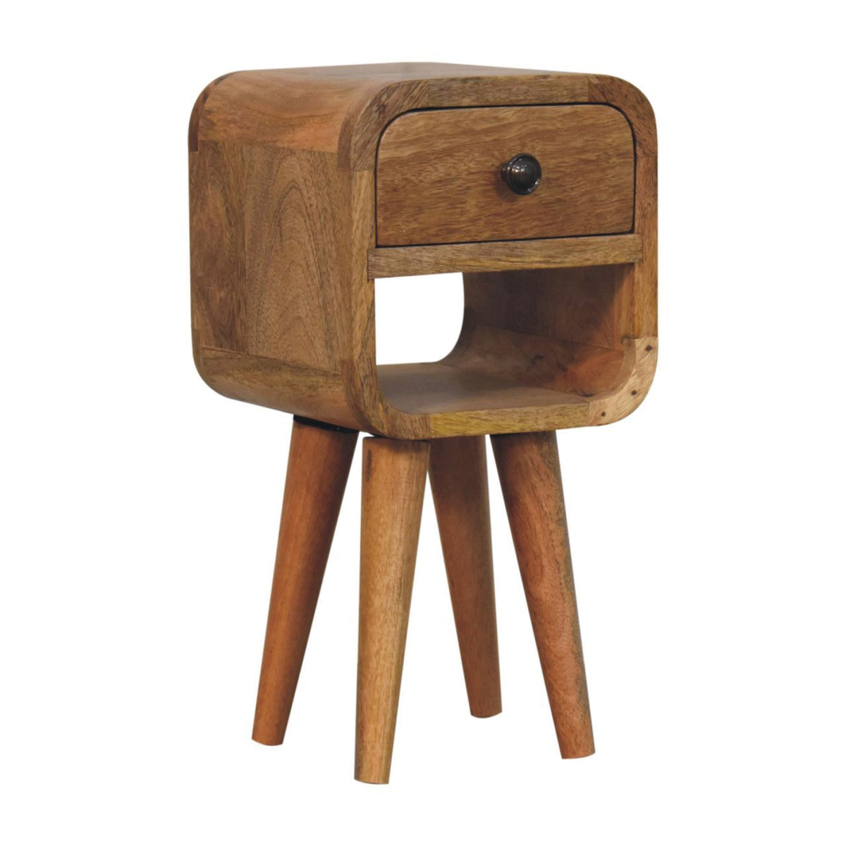 Mini California Curved Nightstand Wth Lower Slot