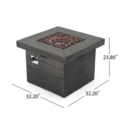 Anchorage - Wood Square Fire Pit 40, 000 Btu - Gray