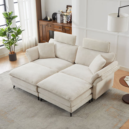 Modern Deep Seat Sectional Sofa With Ottoman