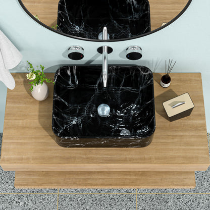 Rectangular Vessel Bathroom Sink - Black / Gray