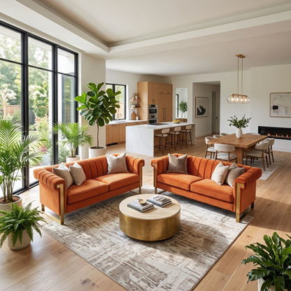 2 Piece Sofa Set With Tufted Back And Deep Seating