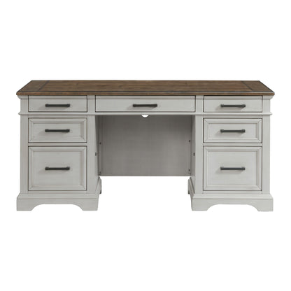 Drake - Executive Desk - Rustic White / French Oak