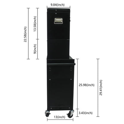6 Drawer Lockable Tool Cabinet On Wheels, Steel Rolling Tool Chest With Detachable Toolbox
