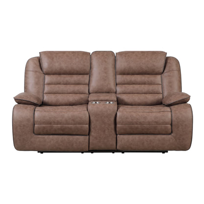 Lucius - Console Reclining Loveseat With Manual Recline - Brown