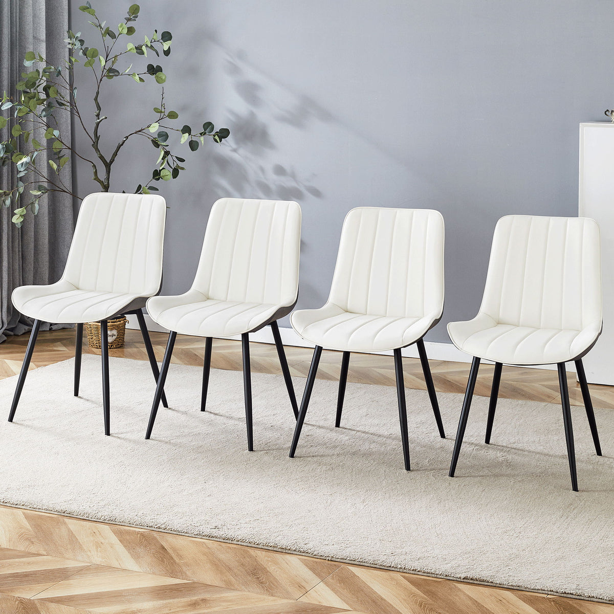Modern Minimalist Dining Chair Set, Extended Seat Cushion