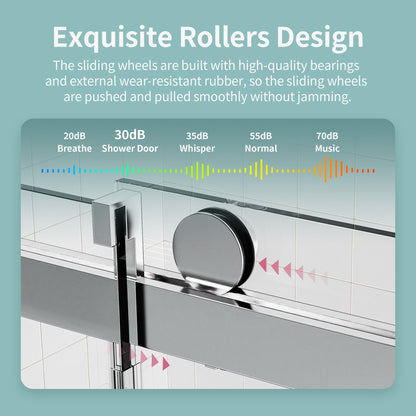 Frameless Single Sliding Soft Close Shower Doors, Reversible Installatio - Chrome