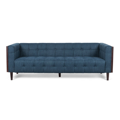 Contemporary Mid-Century Charm 3 Seater Sofa With Button Tufted Waffle Stitching