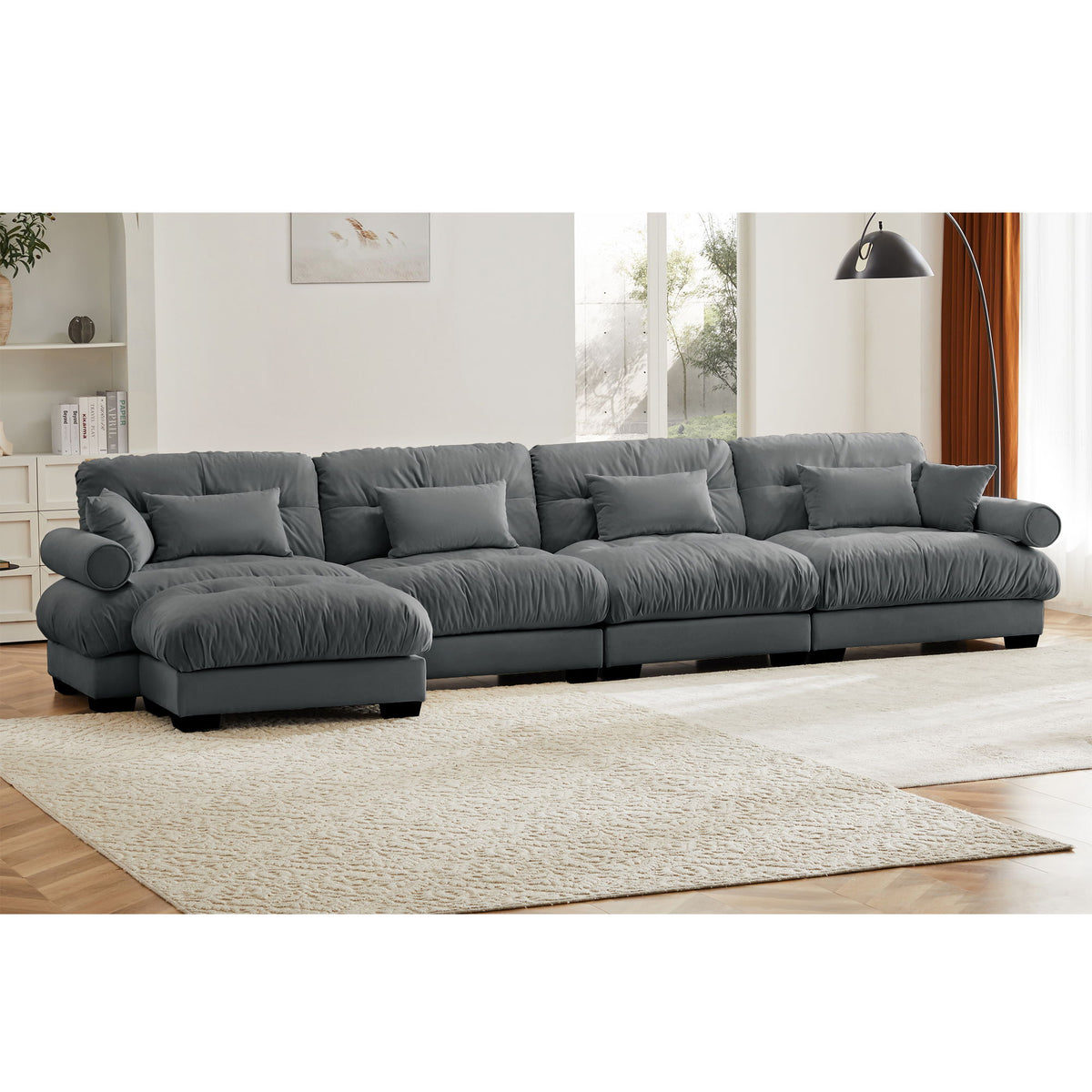 Super Comfort Oversized Modular Sectional Sofa With Movable Ottoman