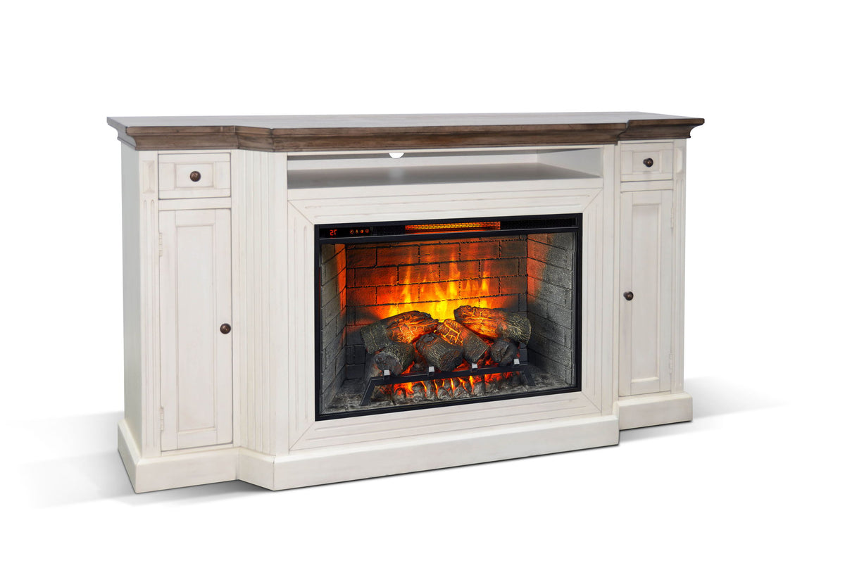 TV Console Without Slate - Buckskin / Marble White
