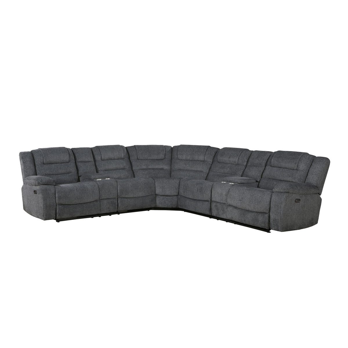 Redondo - Power 3 Piece Ssectional (2 Loveseats & Wedge) - Dark Gray