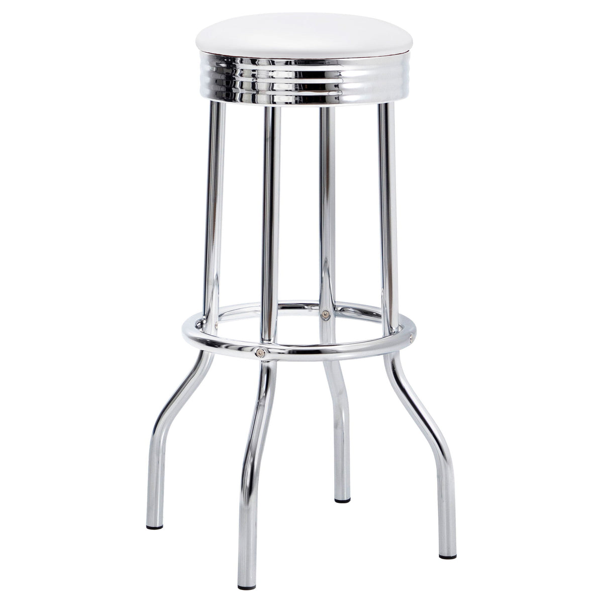Midge - 3 Piece Round 1950S Bistro Pub Bar Table Set With Upholstery - White