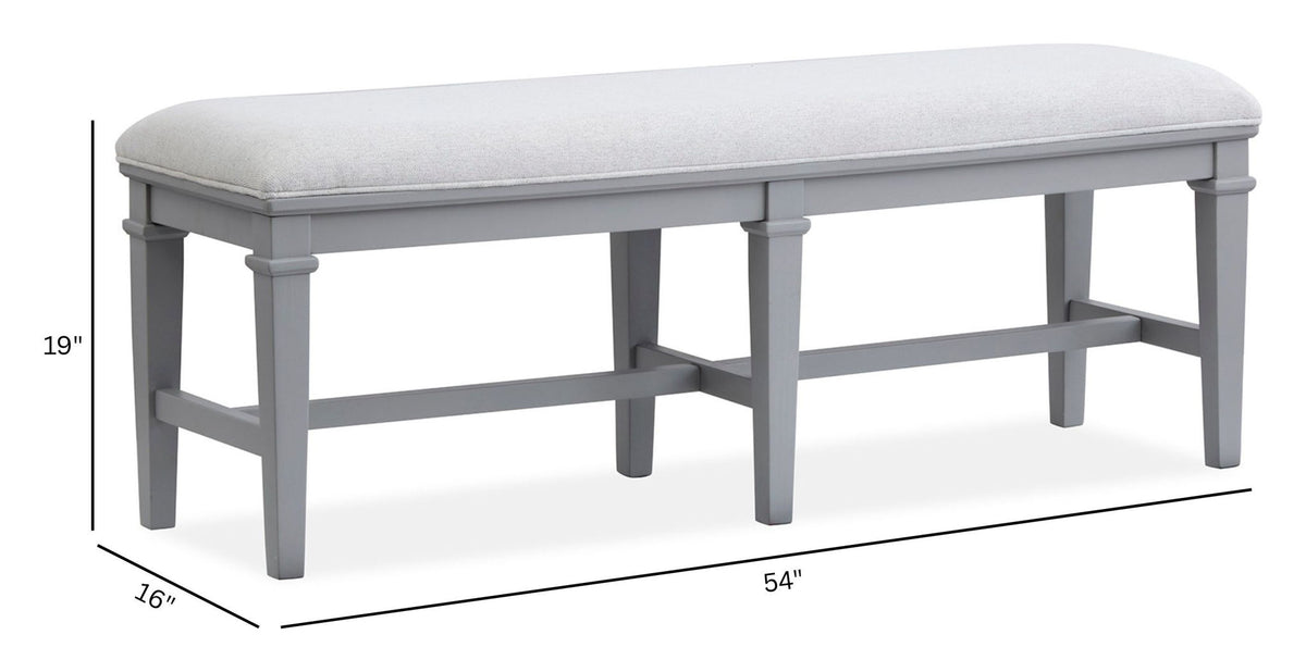 Charleston - Bench With Upholstered Seat - Harbor Gray