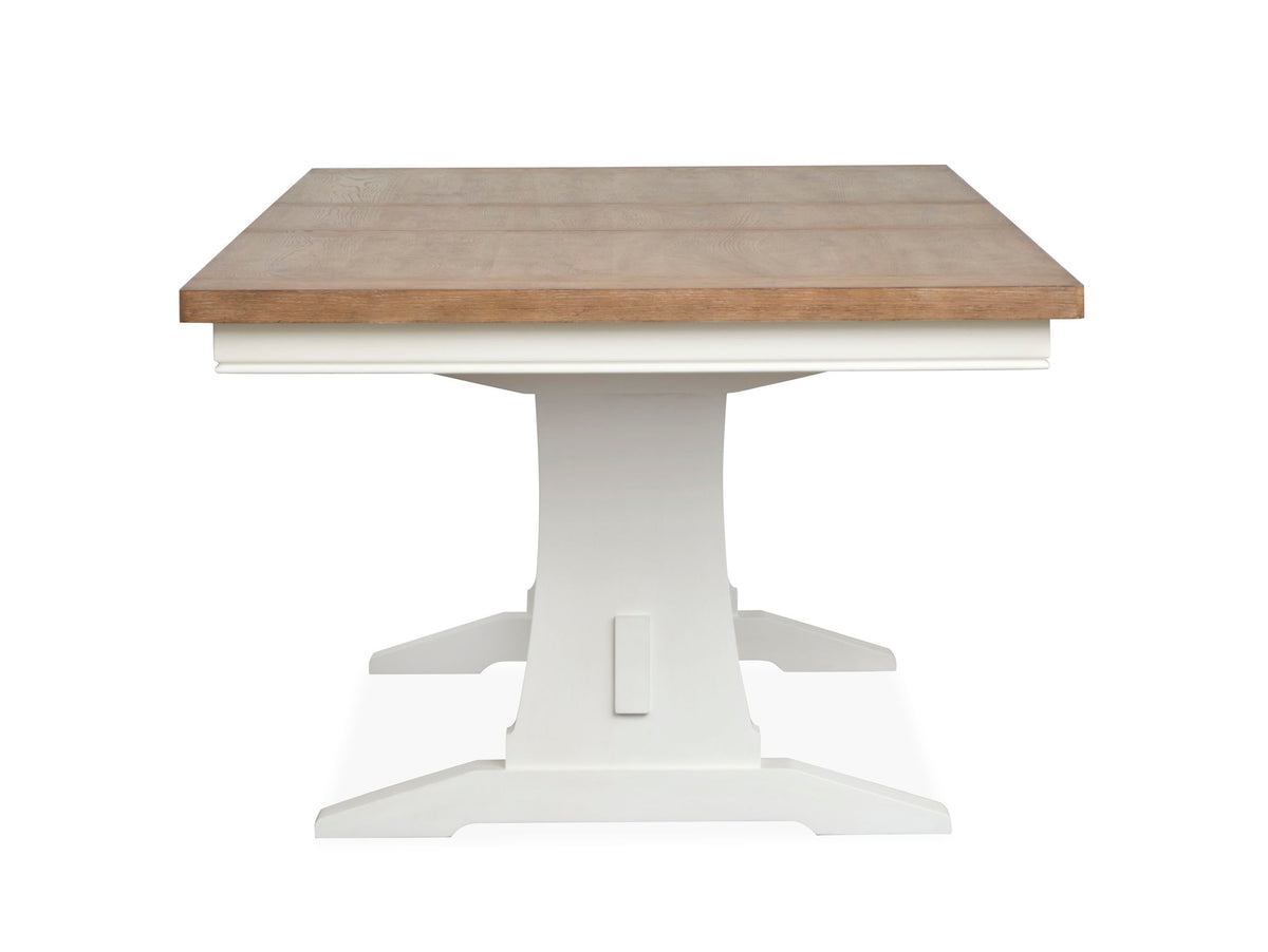 Kingston - Extendable Trestle Dining Table - Whisper White And Cerused Nutmeg