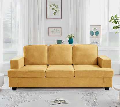 Modern Sofa, Comfortable 3 Seater Couch With Deep Seating, Loose Back Cushions, Wide Arms