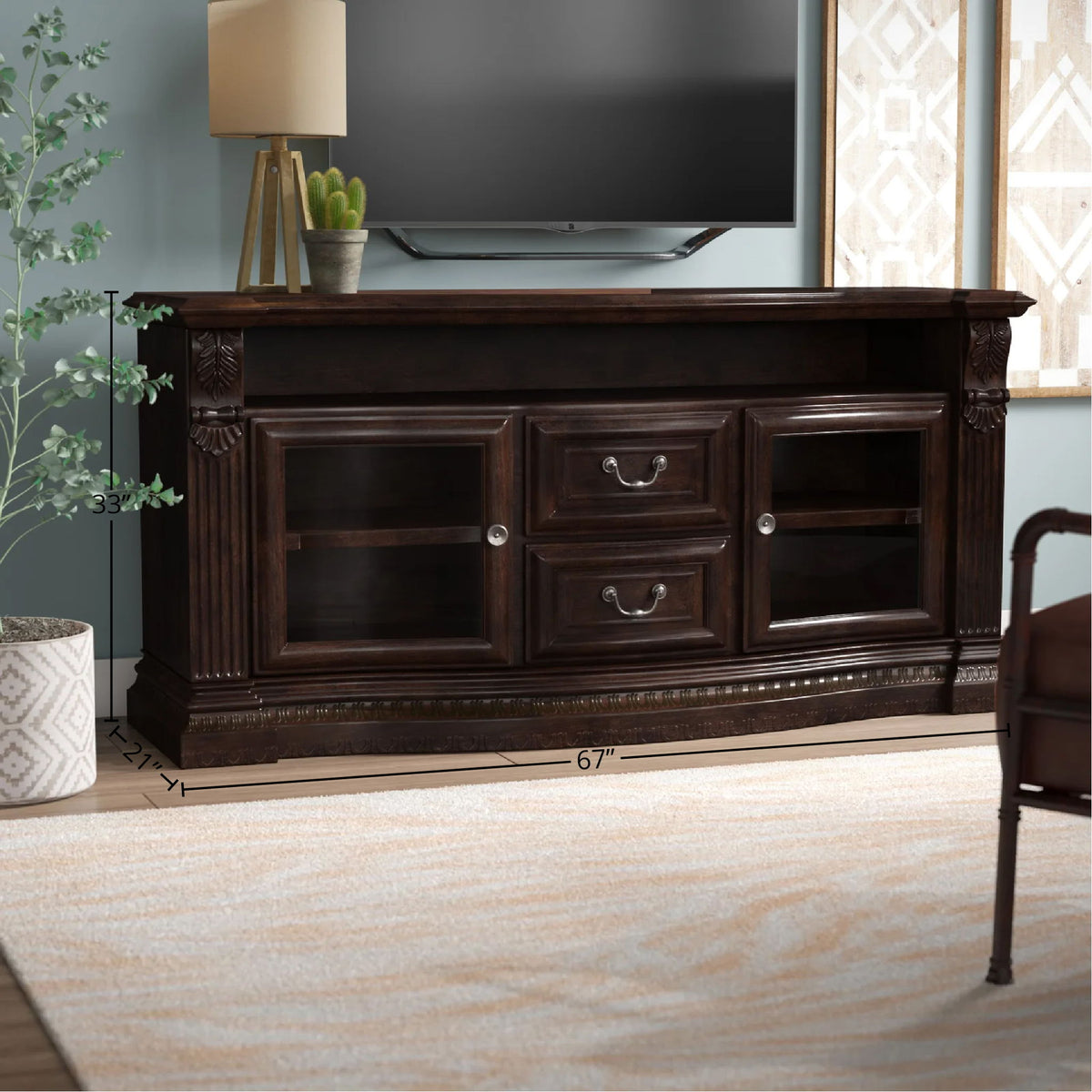 Bella - TV Console With Power Center - Vintage Sienna