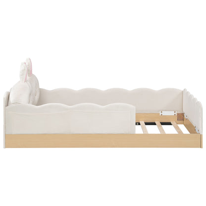 Platform Bed With Animal Pillows And Storage Bags