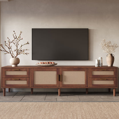 TV Stand, Media Console With 4 Drawers, Soft Closing Hinges - Dark Brown
