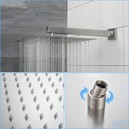 Dual Shower Head 10" Wall Mounted Square Shower System