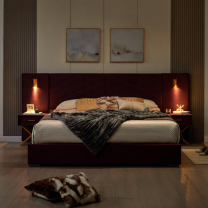 Comfortable Upholstered Bed With Vertical Channel Tufted Wingback Headboard
