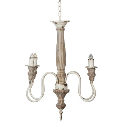 4 Light Chandelier, Hanging Light Fixture With Adjustable Chain For Kitchen, Bulb Not Included - Cream White
