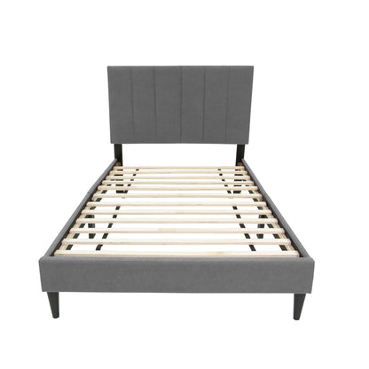 Bed With Channel Tufted Adjustable Headboard