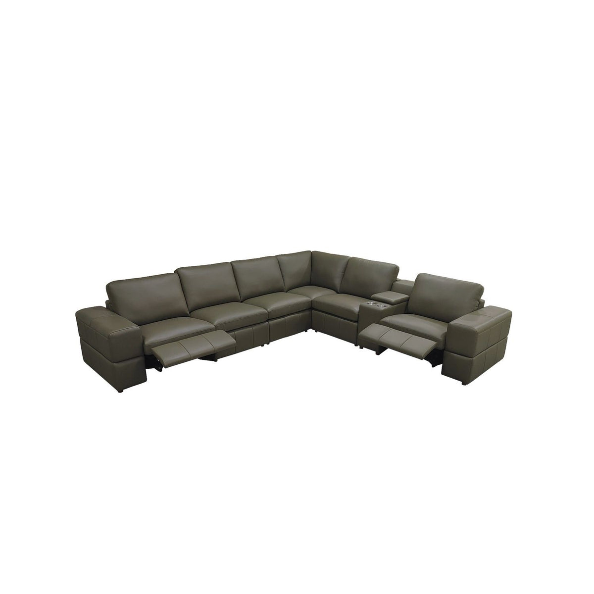 Upholstered Large Arms Sectional With Recliner Seats